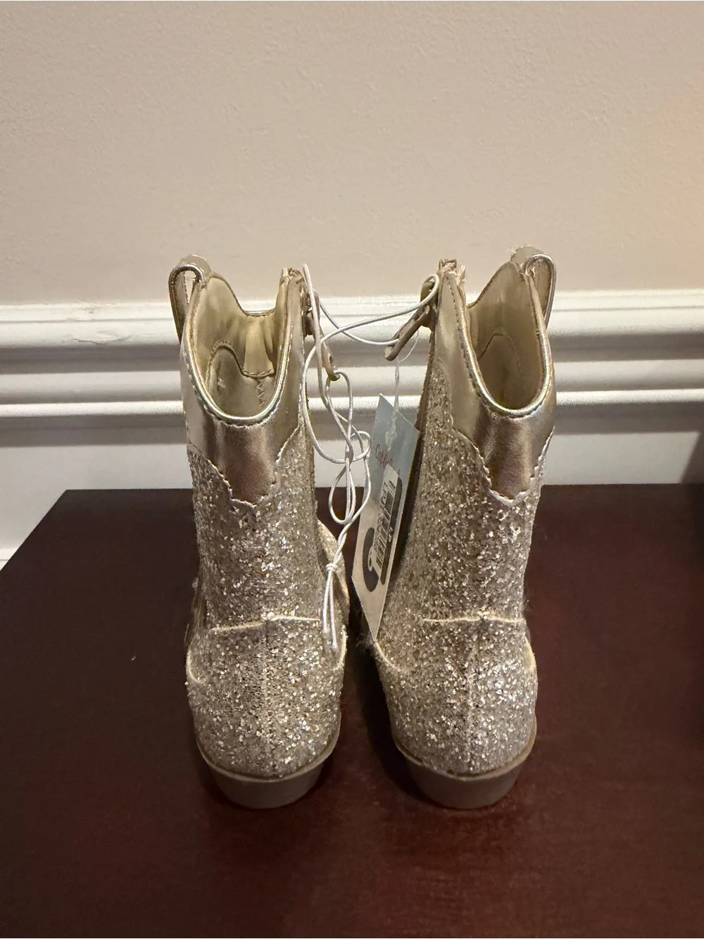 Girls' Dallas Gold Glitter Hearts Western Cowboy Boots - Toddler size 6